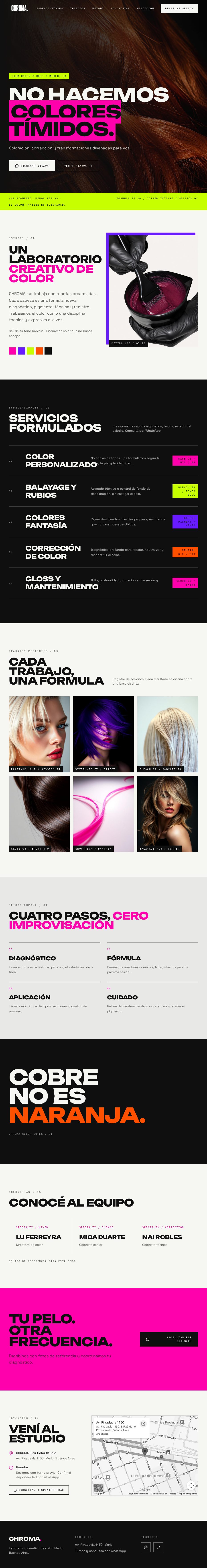 Captura del sitio de Estudio de Color Chroma
