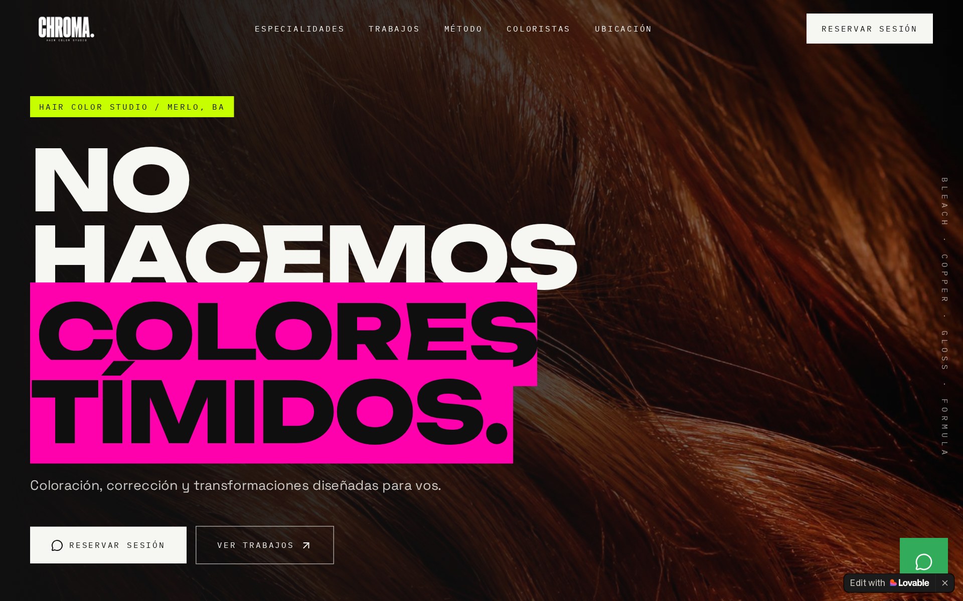 Captura del sitio de Estudio de Color Chroma