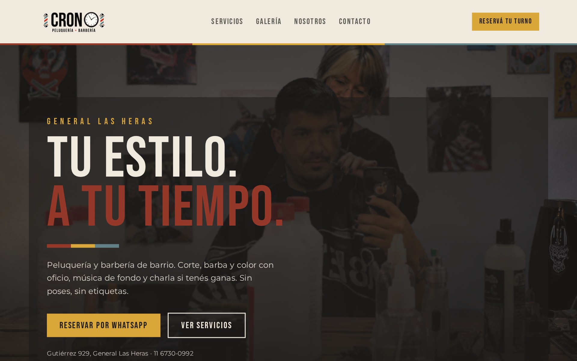 Captura del sitio de CRONO Peluquería & Barbería